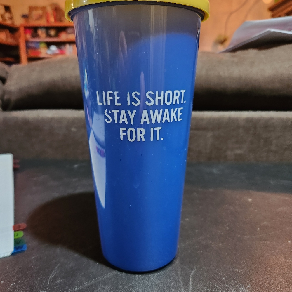 Blue Tumbler with Motivational Quote
